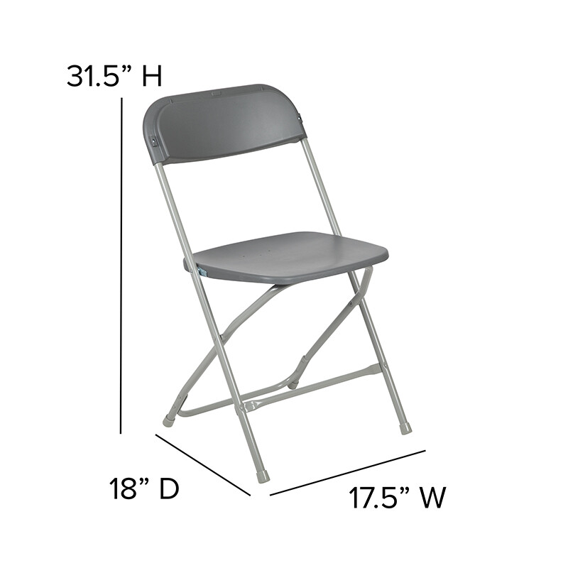 (50 PACK) 650 Lbs Capacity Commercial Quality Gray Plastic Folding Chairs
