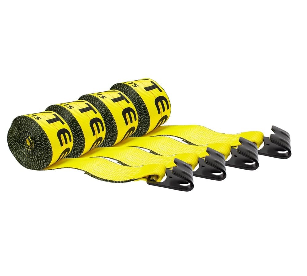 4 PK 4"x 40' Truck Straps for Flatbed Trailer with Flat Hook - 16200 LBS BS