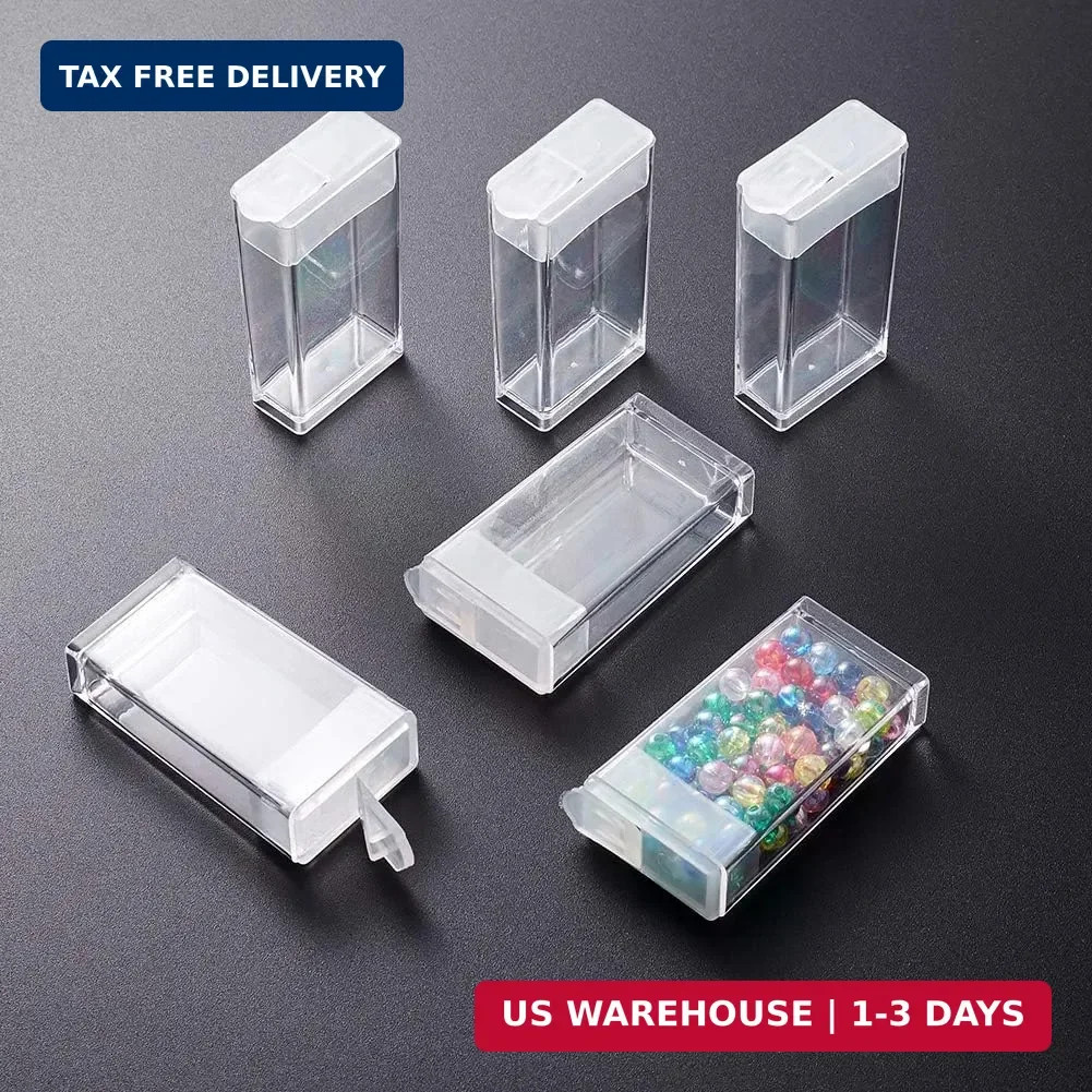 100Pcs Plastic Flip Top Seed Bead Small Storage Containers 2x1 Rectan