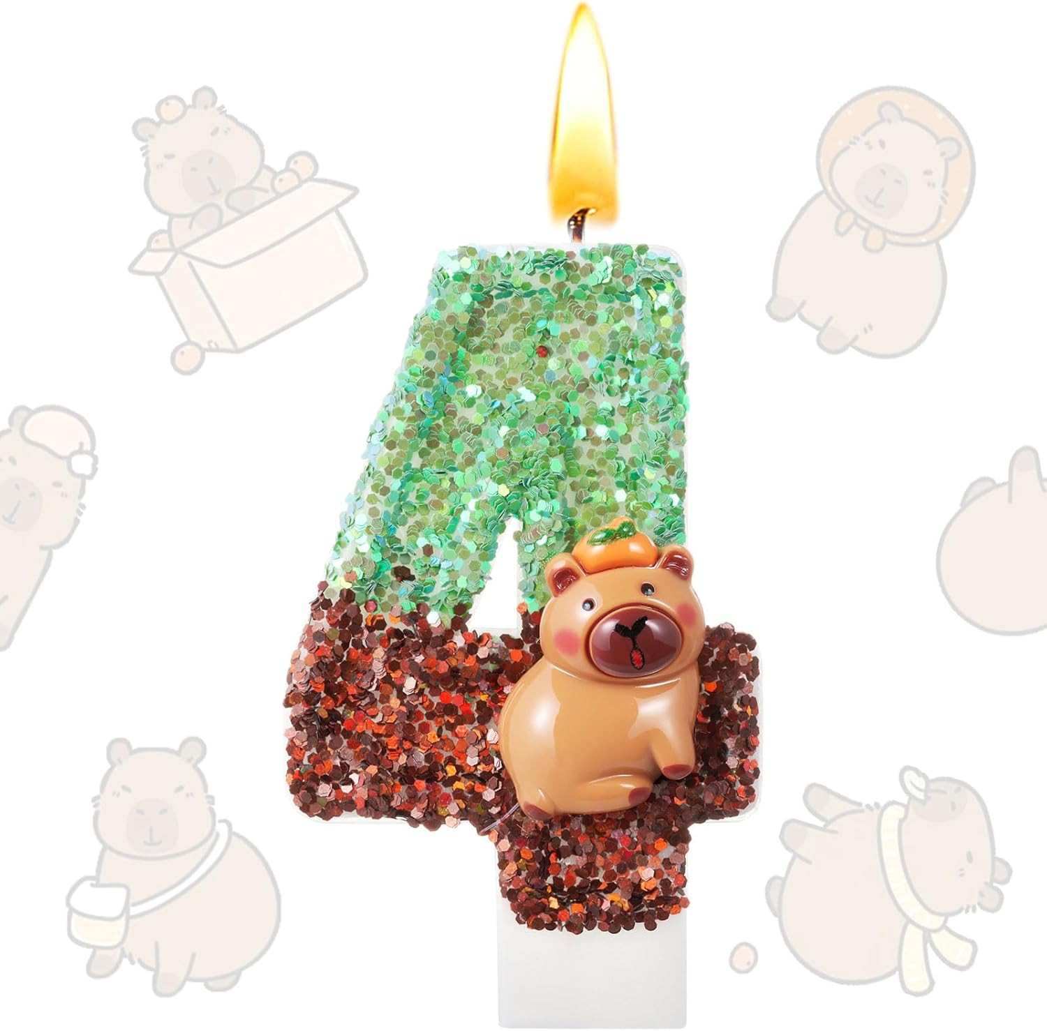 Capybara Sparkle Number 4 Birthday Candle Cake Toppers Capybara Birthday Party D