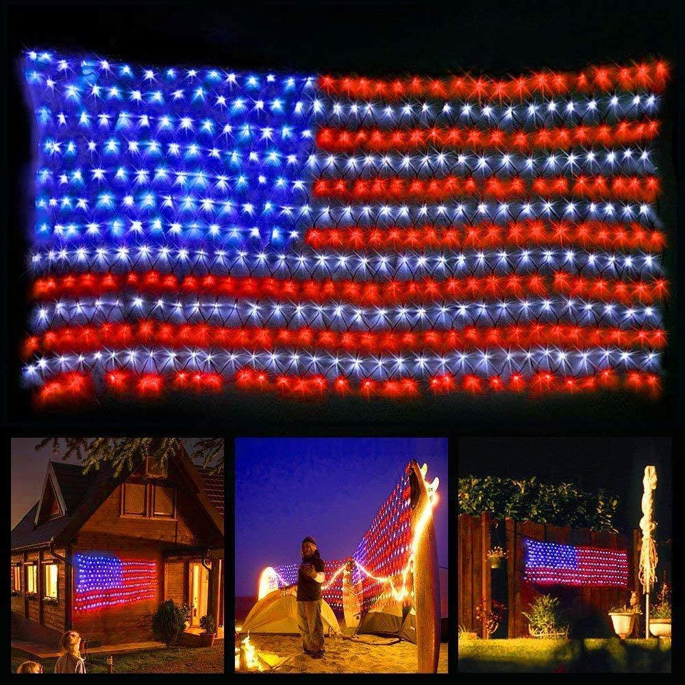 LED American Flag Lights,6.5Ft*3.2Ft Waterproof Led Flag Net Light Outdoor