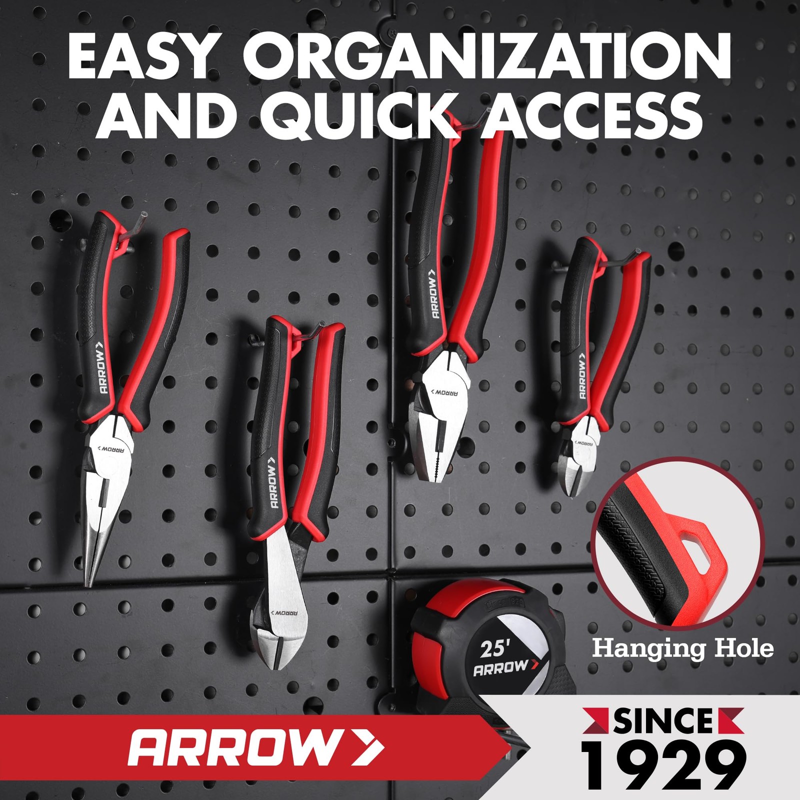ARROW High Leverage Diagonal Pliers, 8 Inch Wire Cutters with Comfortable TPR...