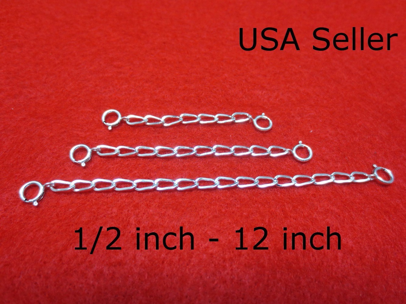 SOLID STERLING SILVER 3.0mm  11 INCHES EXTENDER / SAFETY CHAIN  W/ SPRING RING