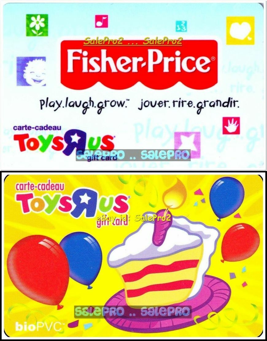 2x TOYSRUS HAPPY BIRTHDAY FISHER PRICE PLAY BALLOONS COLLECTIBLE GIFT CARD LOT