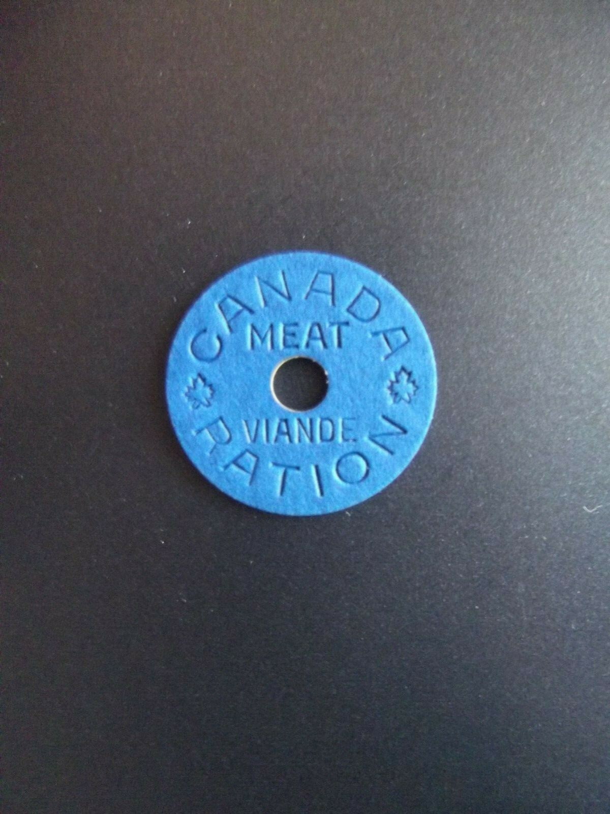 BLUE Canadian MEAT Token OPA Point World War Two WWII Ration vintage coin Canada
