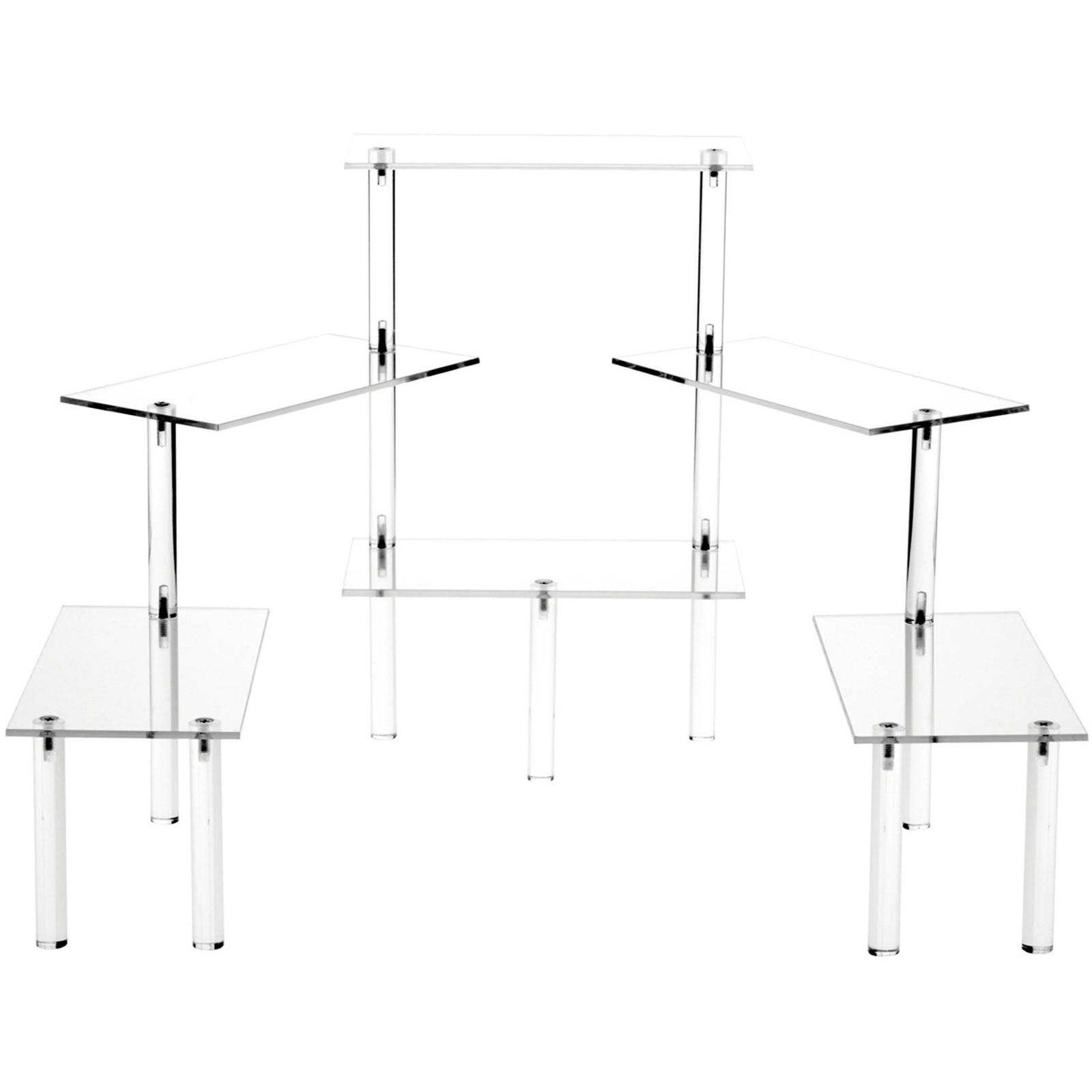 Plymor Clear Acrylic Rectangular 6-Platform Multi-Item Riser, 14" H x 39" W
