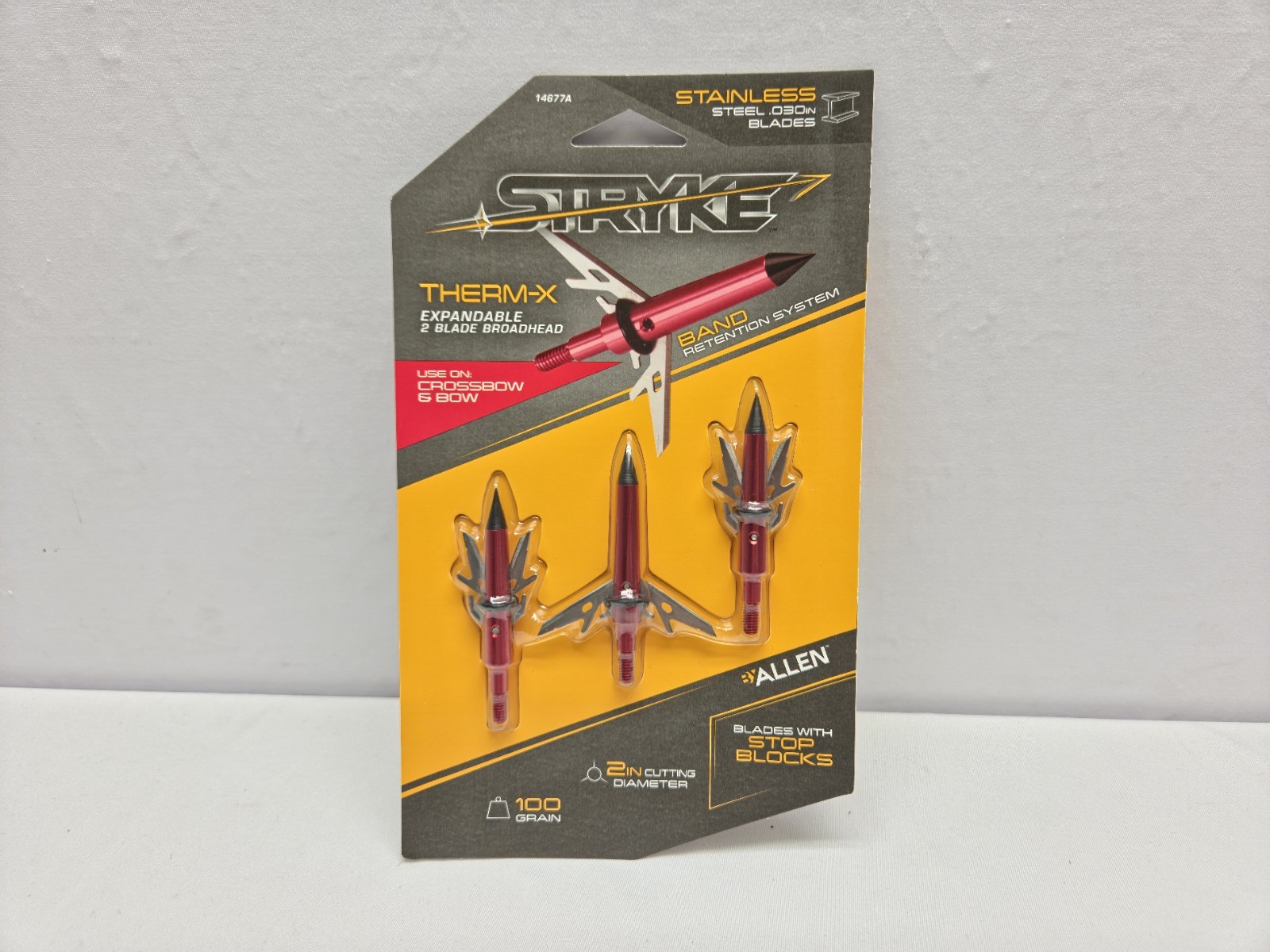 Allen Stryke Therm-X 100 Grain Expandable 2 Blade 2" Cut Broadhead (14677A)