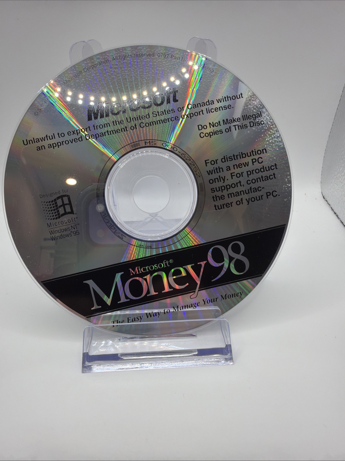 MICROSOFT MONEY 98 CDROM ONLY - No Case-  Free Shipping
