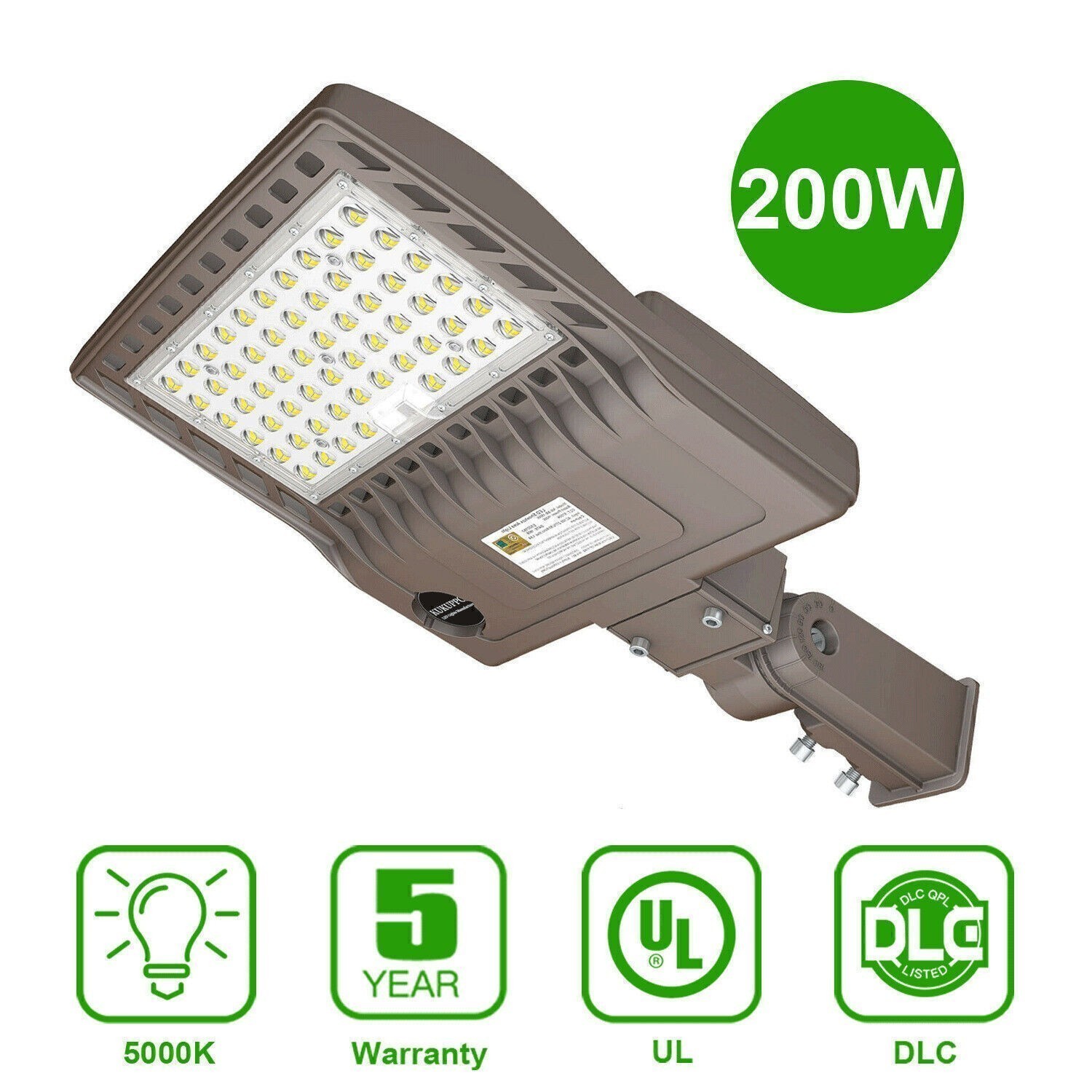 200W LED Parking Lot Lighting Adjust Slip Fitter Mount 30000LM (800W HPS Eqv.)