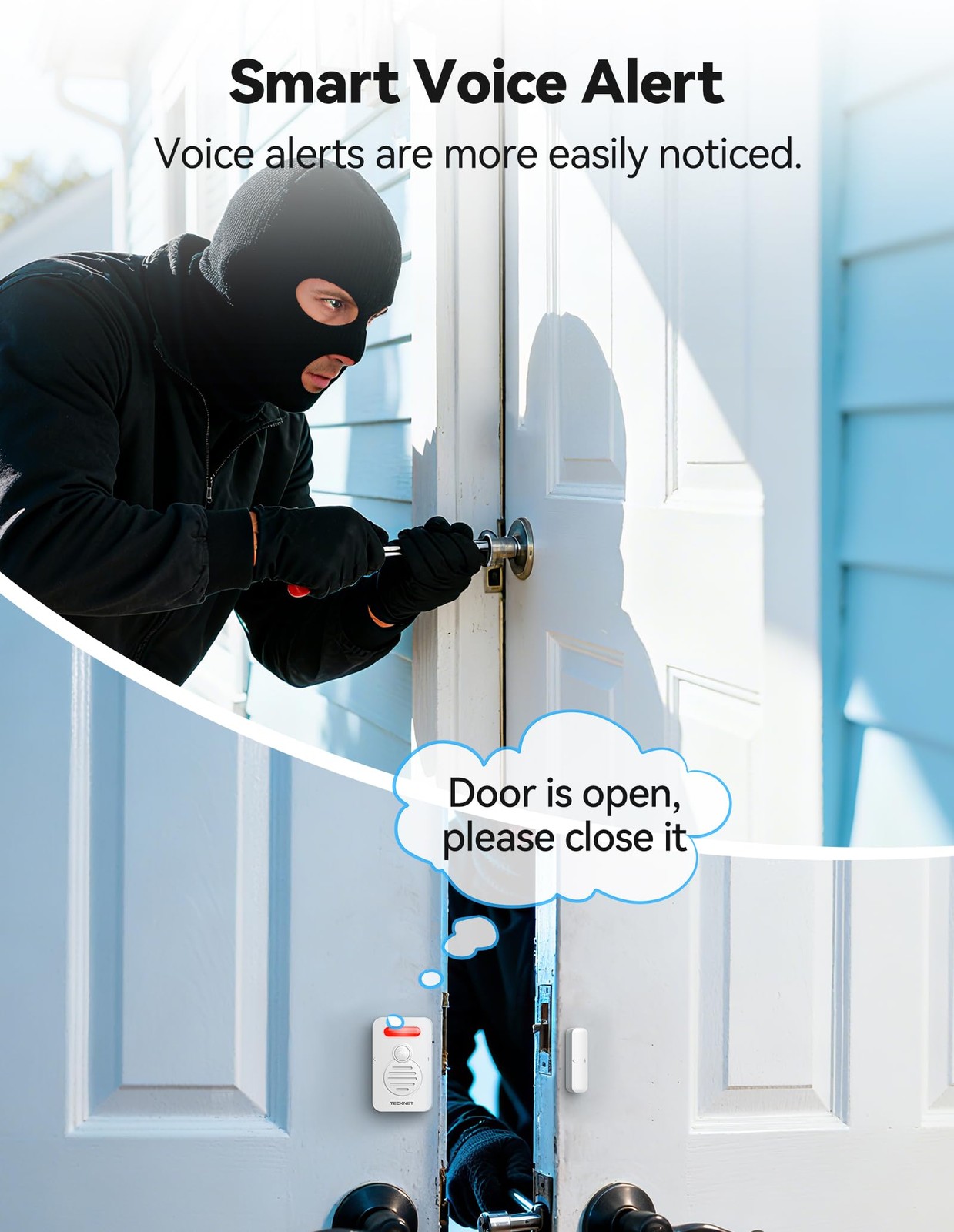 White Door Alarms for Kids Safety Window Security Sensor When Opened