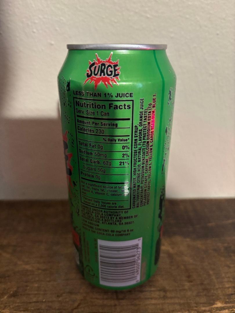 Surge Soda 16 oz Can Rare Unopened Full