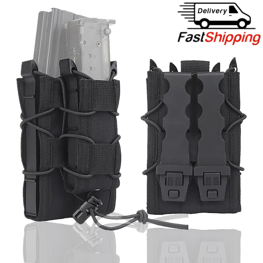 Tactical Open-Top Rifle Pistol Mag Pouch for 5.56mm 9mm Molle Magazine Holster