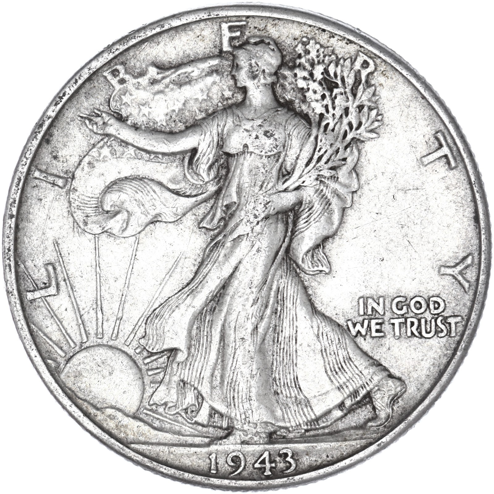 1943 (P) Walking Liberty Half Dollar Extra Fine 90% Silver