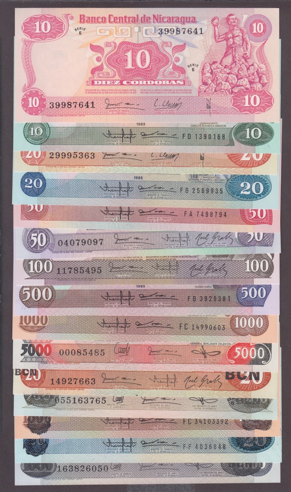 NICARAGUA 15 EARLY SANDINISTA NOTES  AROUND 1985  AU/UNC  $37.95  WE COMBINE yyy