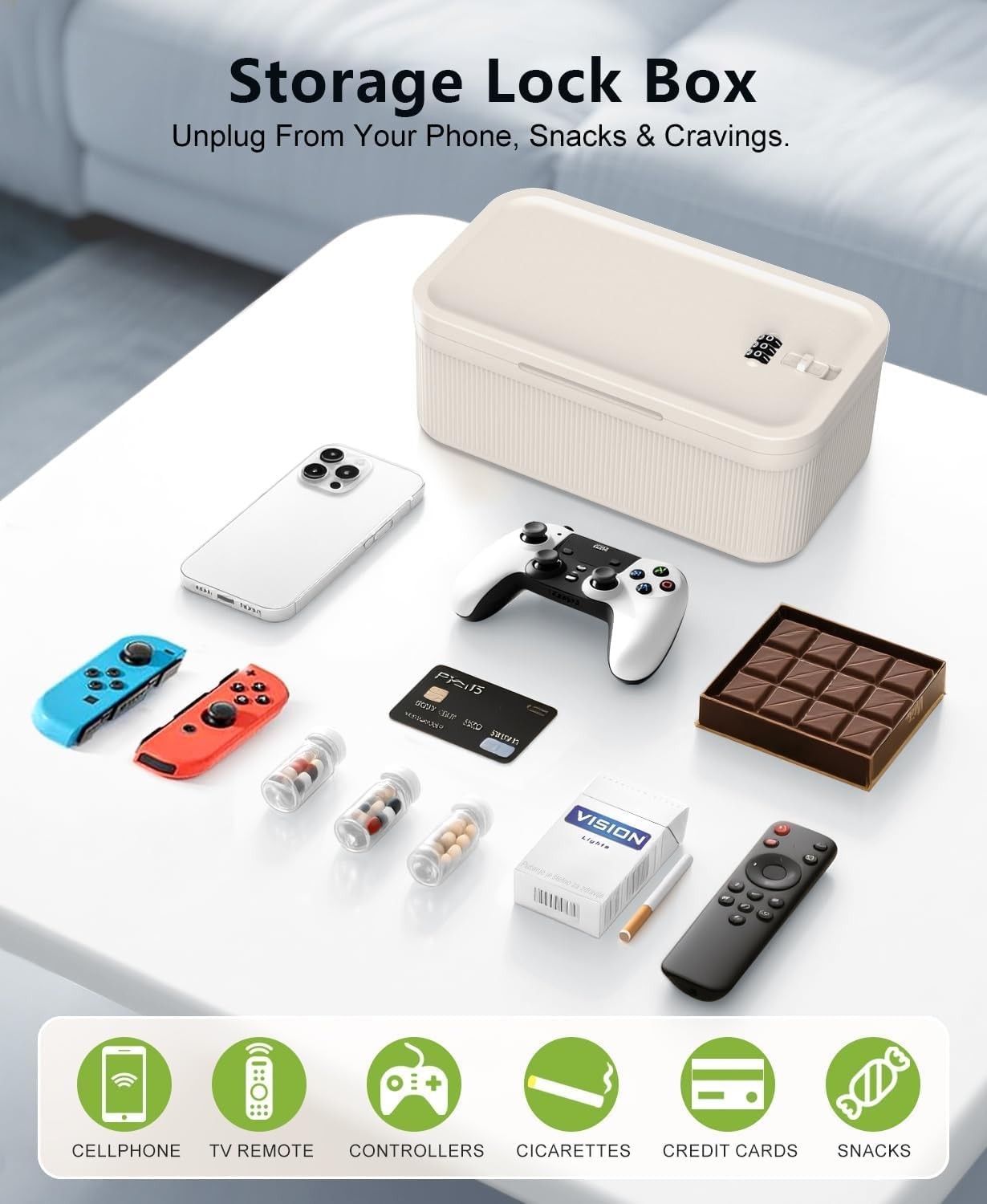 ySky Lockable Storage Box with Combination Code - Secure Medicine Safe, Phone Ja