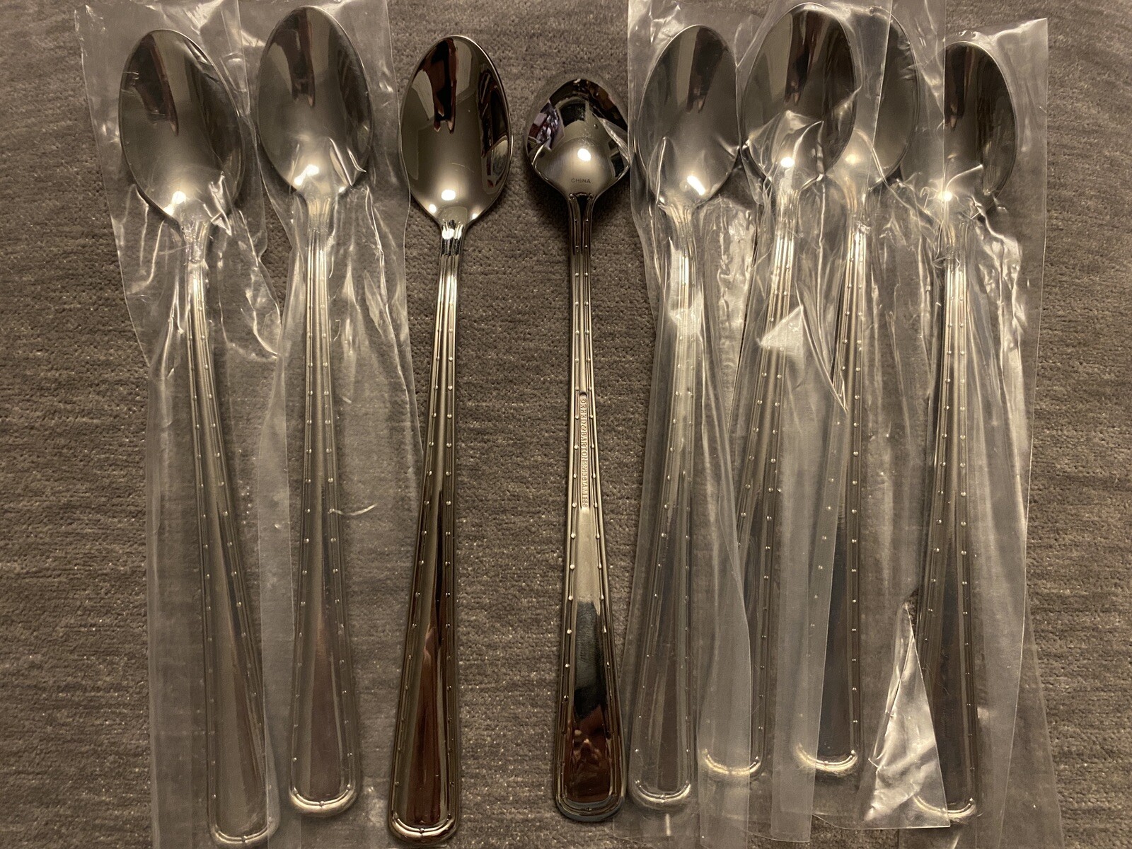 REED & BARTON 8 NEW Ice Teaspoon 18/10 Stainless ESSEX PEARL design