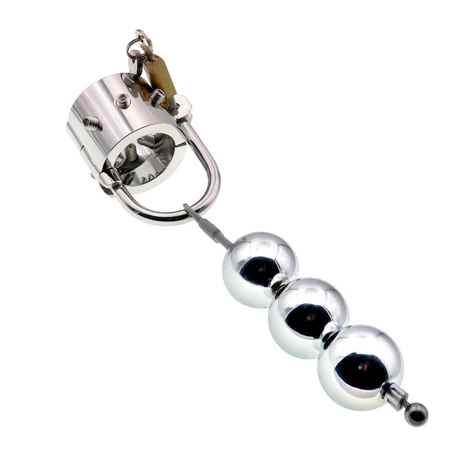 Male Stainless Steel Ball Stretcher Heavy Metal Squeeze Pendant Enhancer CR47