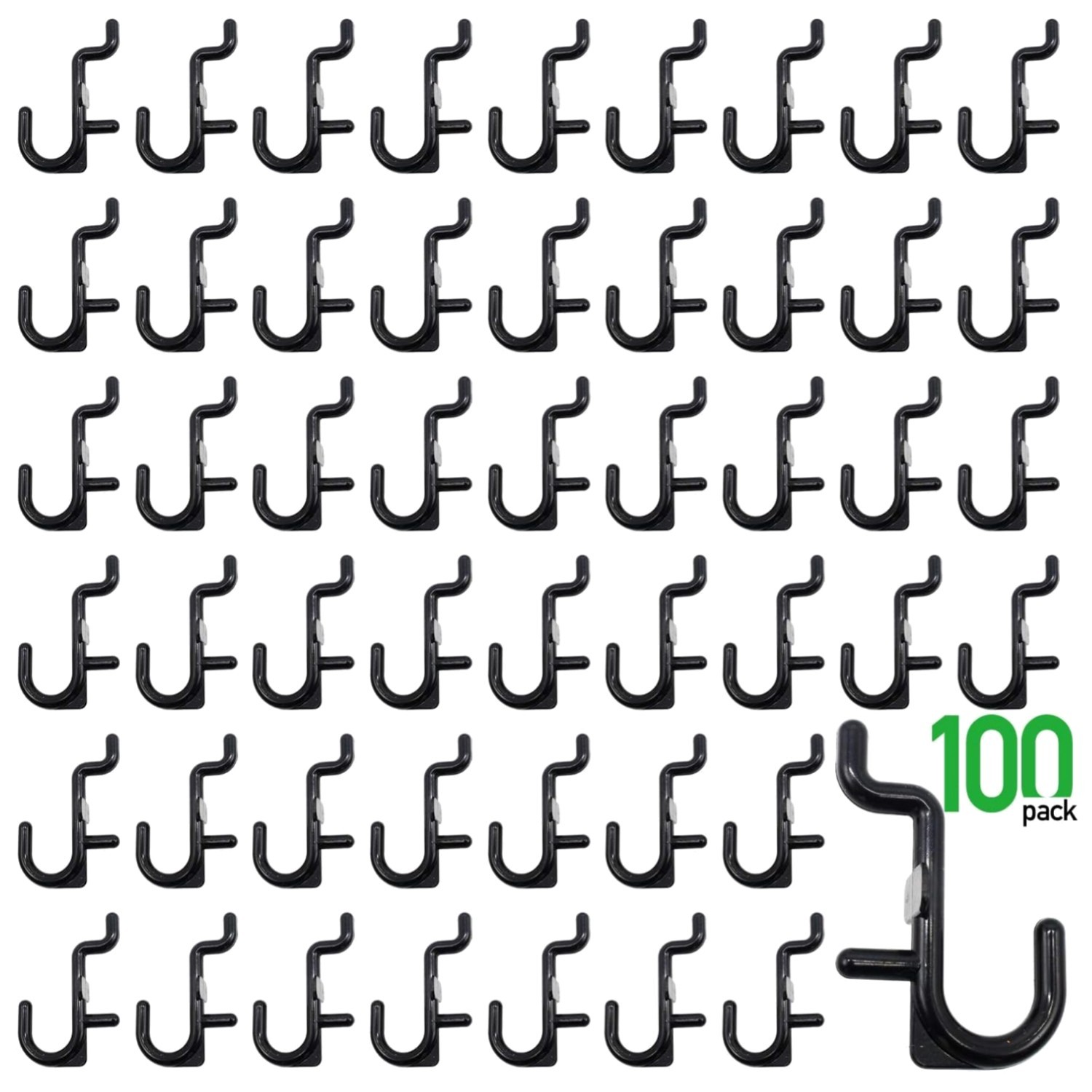 Pegboard Hooks Kit Pegboard J Hook Assortment 100PK Black Peg Hooks