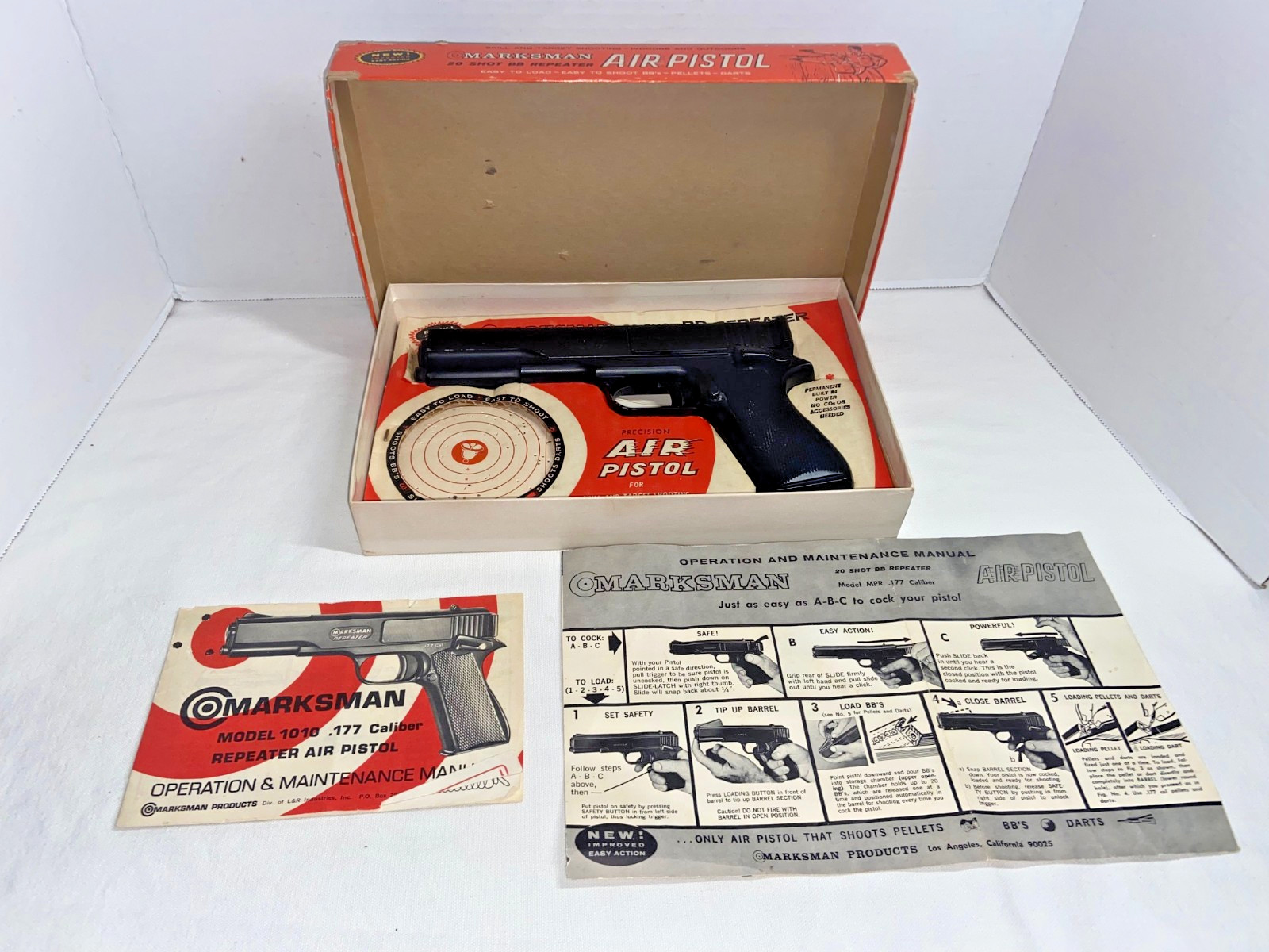 Vintage Marksman 20 Shot BB Repeater & .177 Cal Model MPR W/Orig Box/Instruc USA