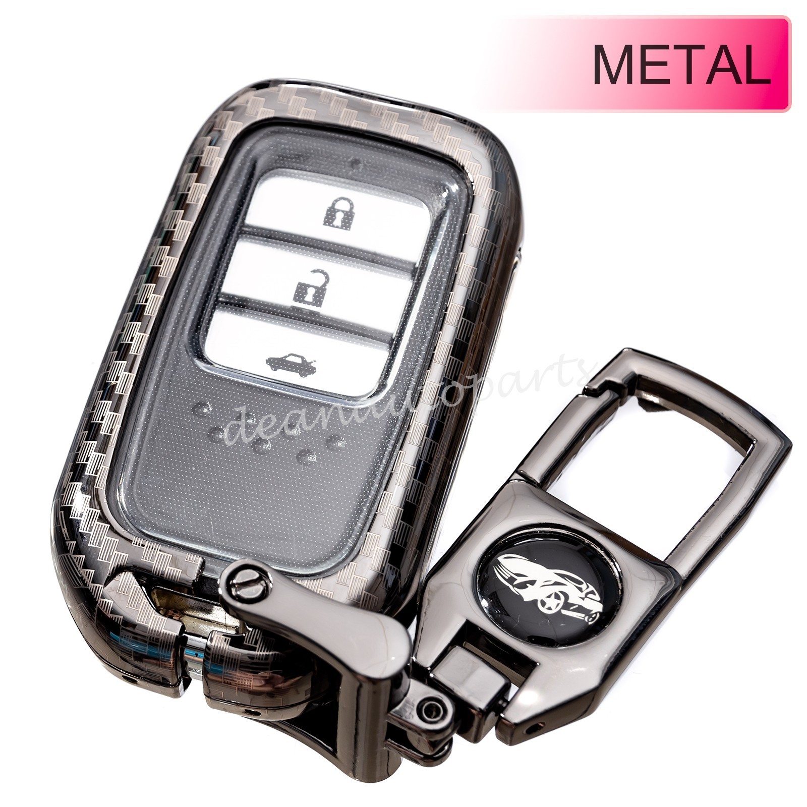 Carbon Fiber Metal Smart Key Fob Chain Cover Case For Honda Accord Civic CRV HRV