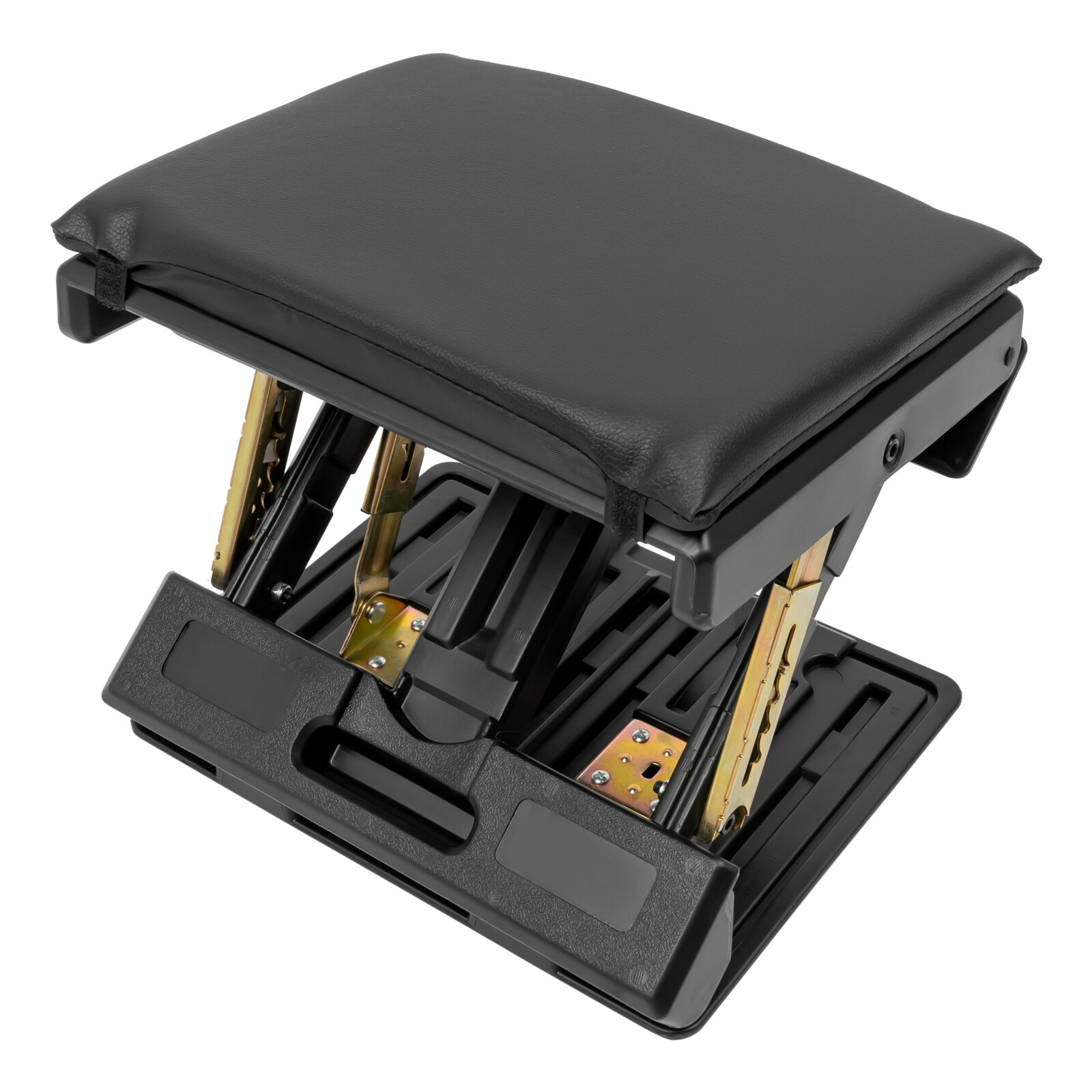 12.4*12.4*3.35in Black ABS& PU& Sponge& Copper Ergonomic Foldable Footrest ﻿ ﻿