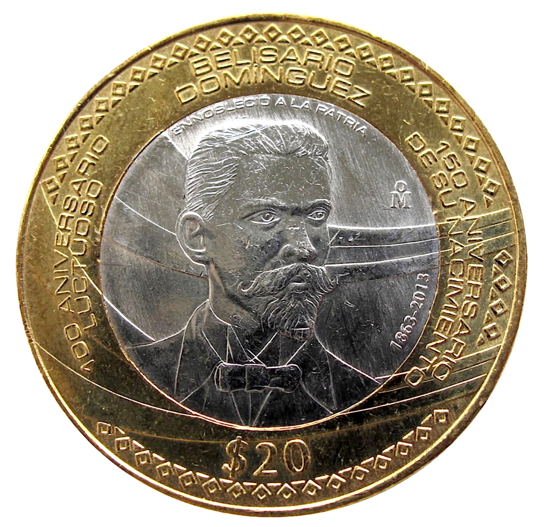Mexico, 20 Pesos, 2013, Belisario Domínguez, Bi-metal, UNC, Scarce