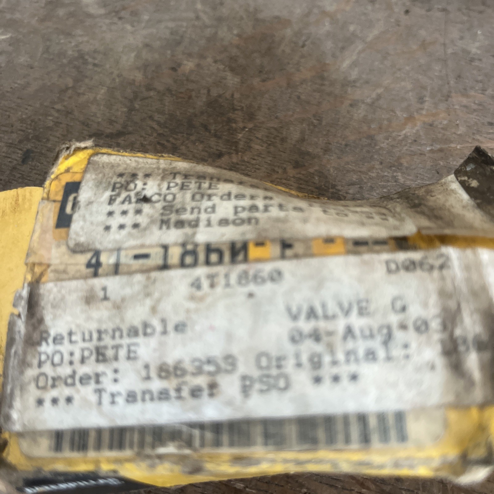 NOS CAT Caterpillar OEM 4T-1860 Valve G