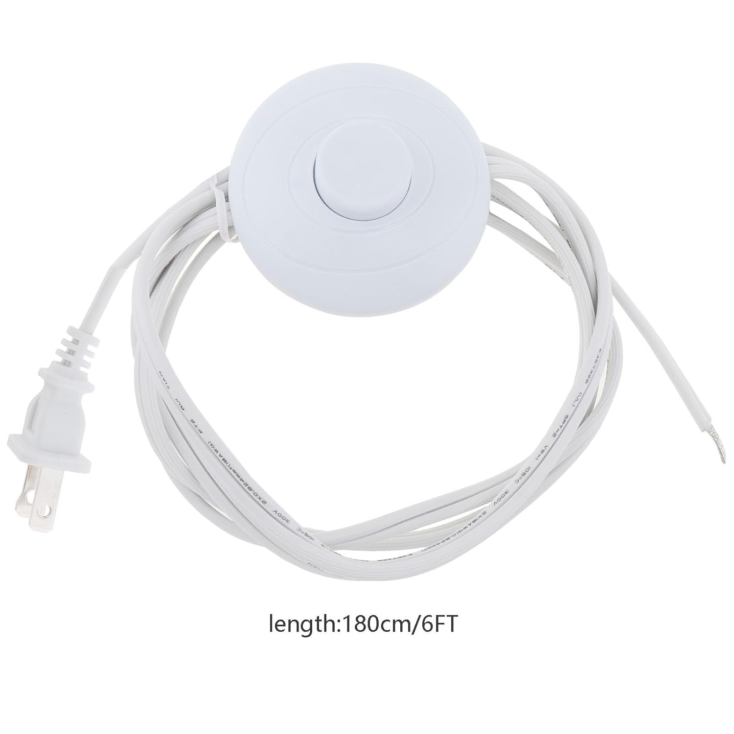 6Ft Foot Pedal Push Switch Inline Lamp Light On Off Control Wire Color: White