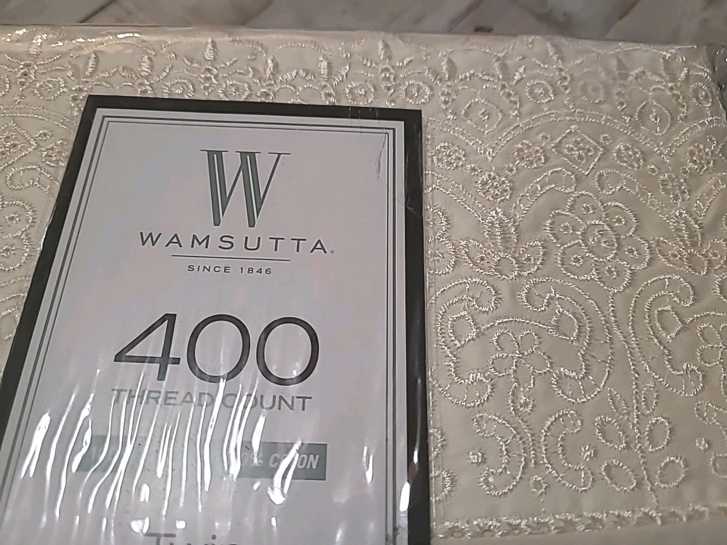 New Wamsutta TWIN Sheet Set 100% Cotton Sateen Weave 400 Thread Count IVORY Lace