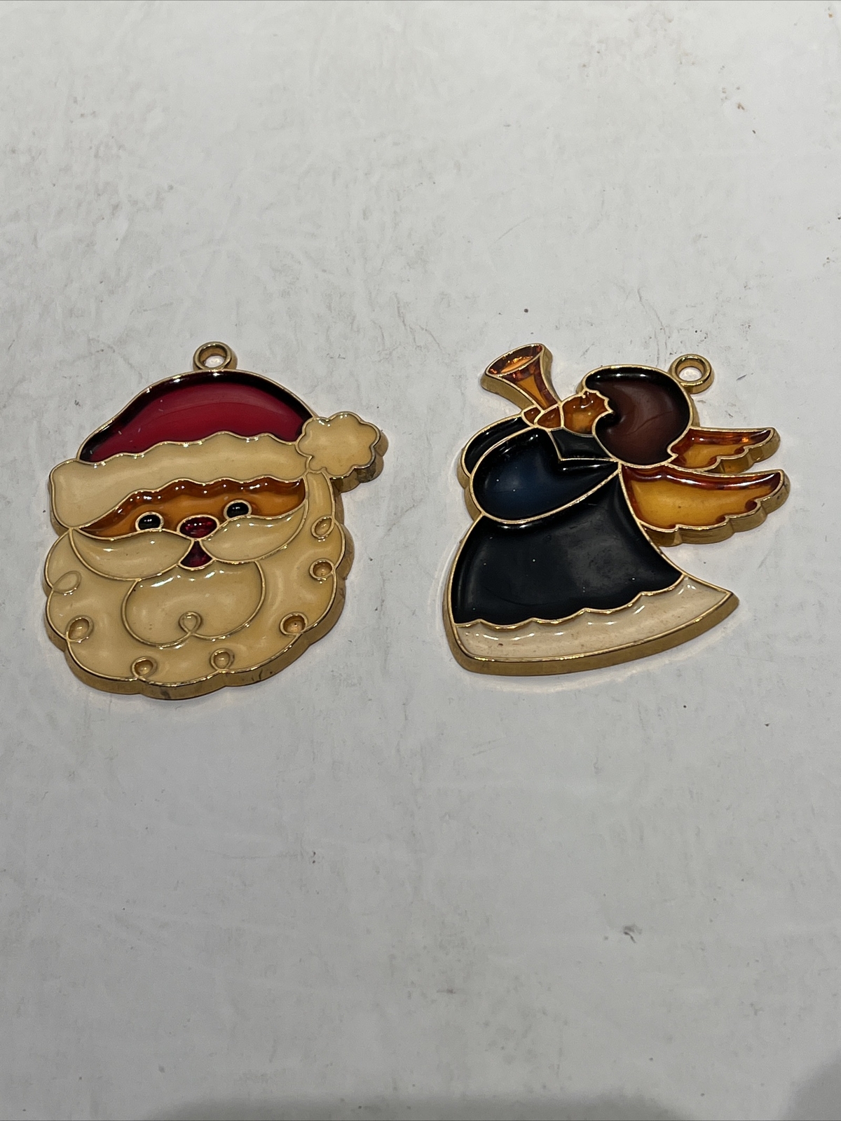 VTG 2 Santa & Angel Window  Sun Light Catcher Stained Glass Effects Ornament