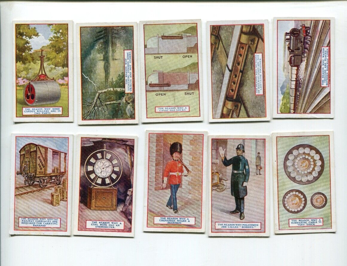 1924 GALLAHER Ltd. CIGARETTES THE REASON WHY? 10 TOBACCO CARD LOT