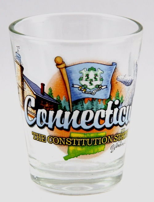 CONNECTICUT CONSTITUTION STATE ELEMENTS SHOT GLASS SHOTGLASS