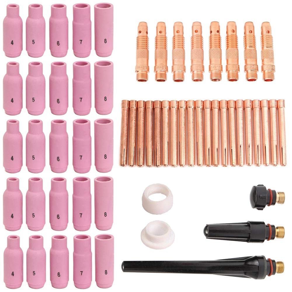 Alffun 58pcs TIG Welding Torches Gas Lens Kit Collet Body Alumina Nozzle...