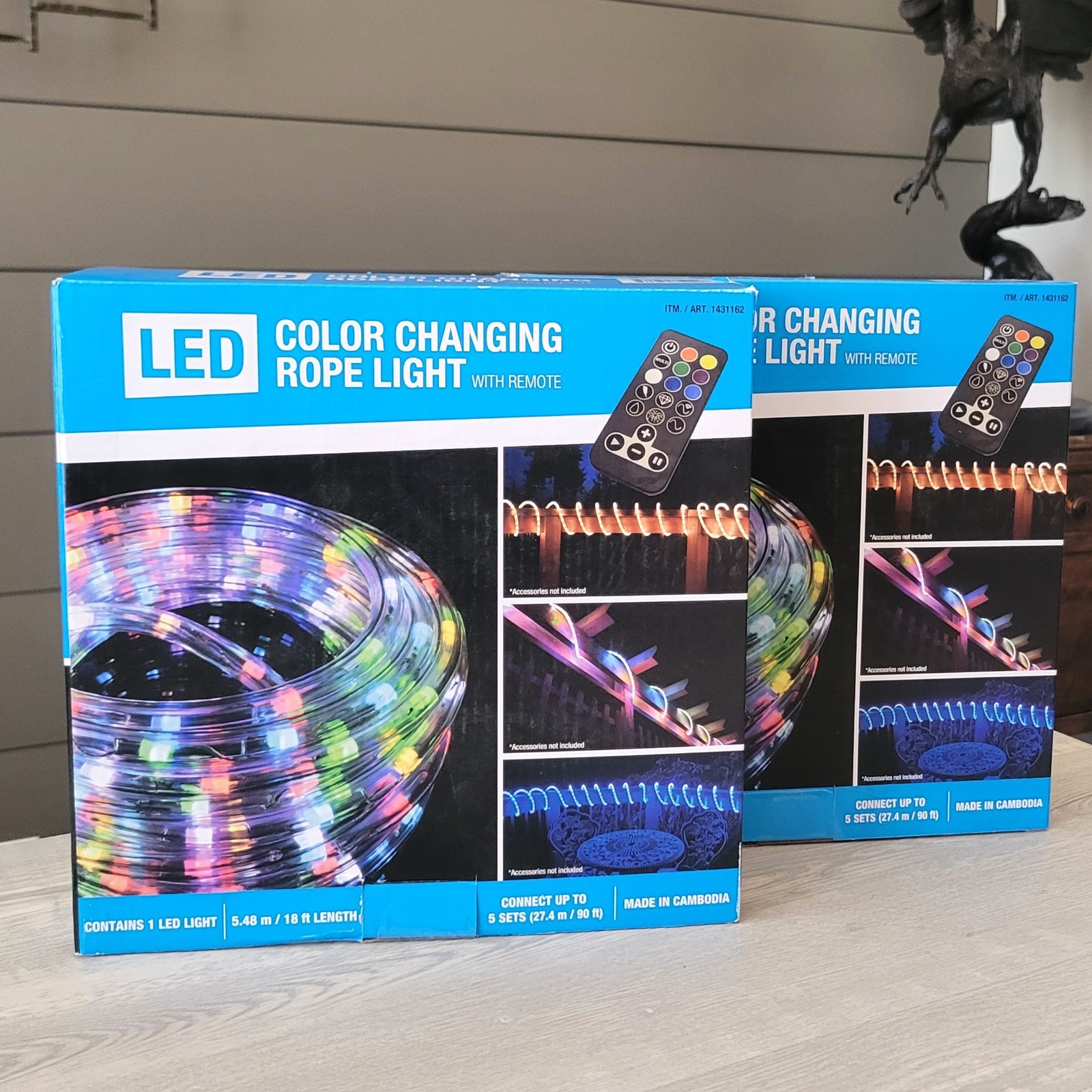 Lot of 2 LED Color Changing 18 ft Rope Lights + Remote Indoor/Outdoor Sealed NIB