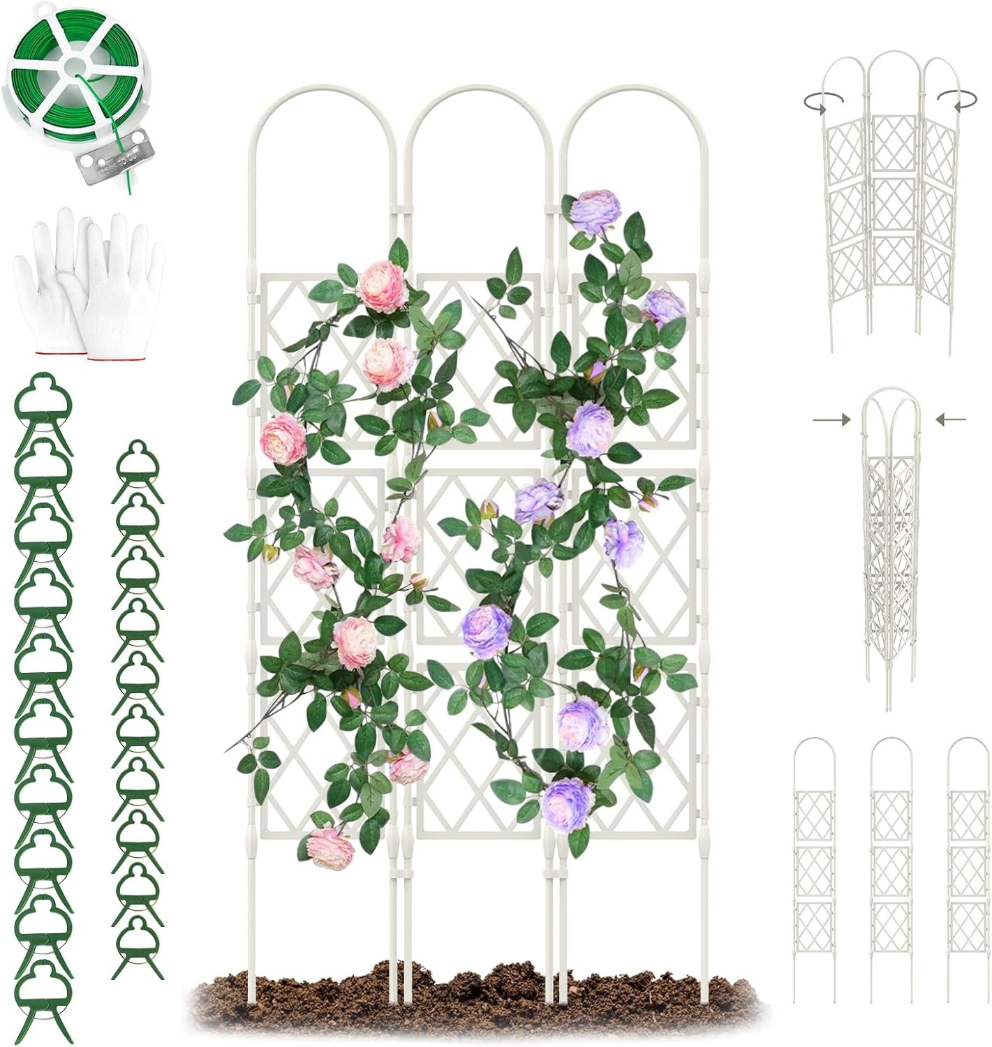 Upgraded Garden Trellis for Climbing White U - 79" H x 34" W