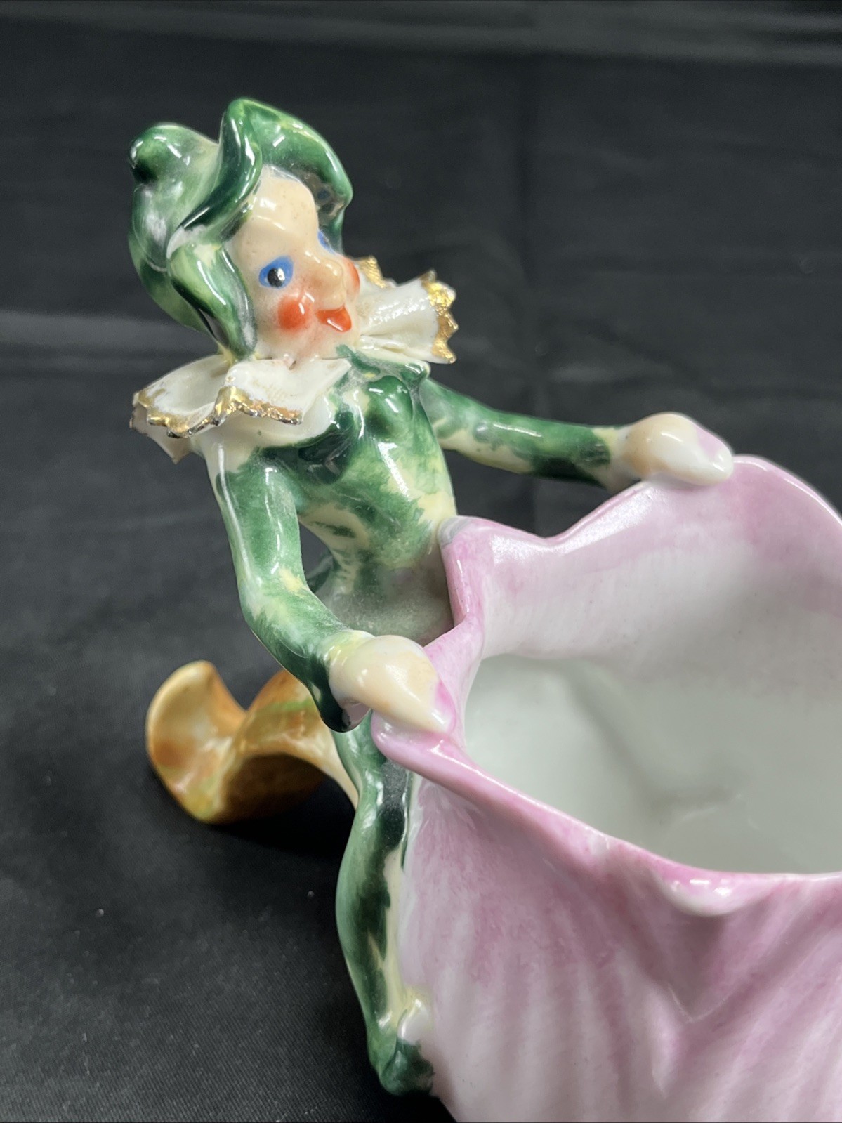 Vintage 1950s Japan Elf Pixie Porcelain Figurine, Vase Made In Occupied Japan