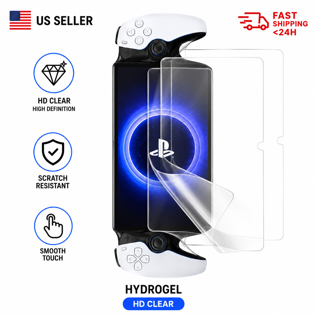 PlayStation Portal Hydrogel Screen Protector 2 Pack HD Clear Self Healing