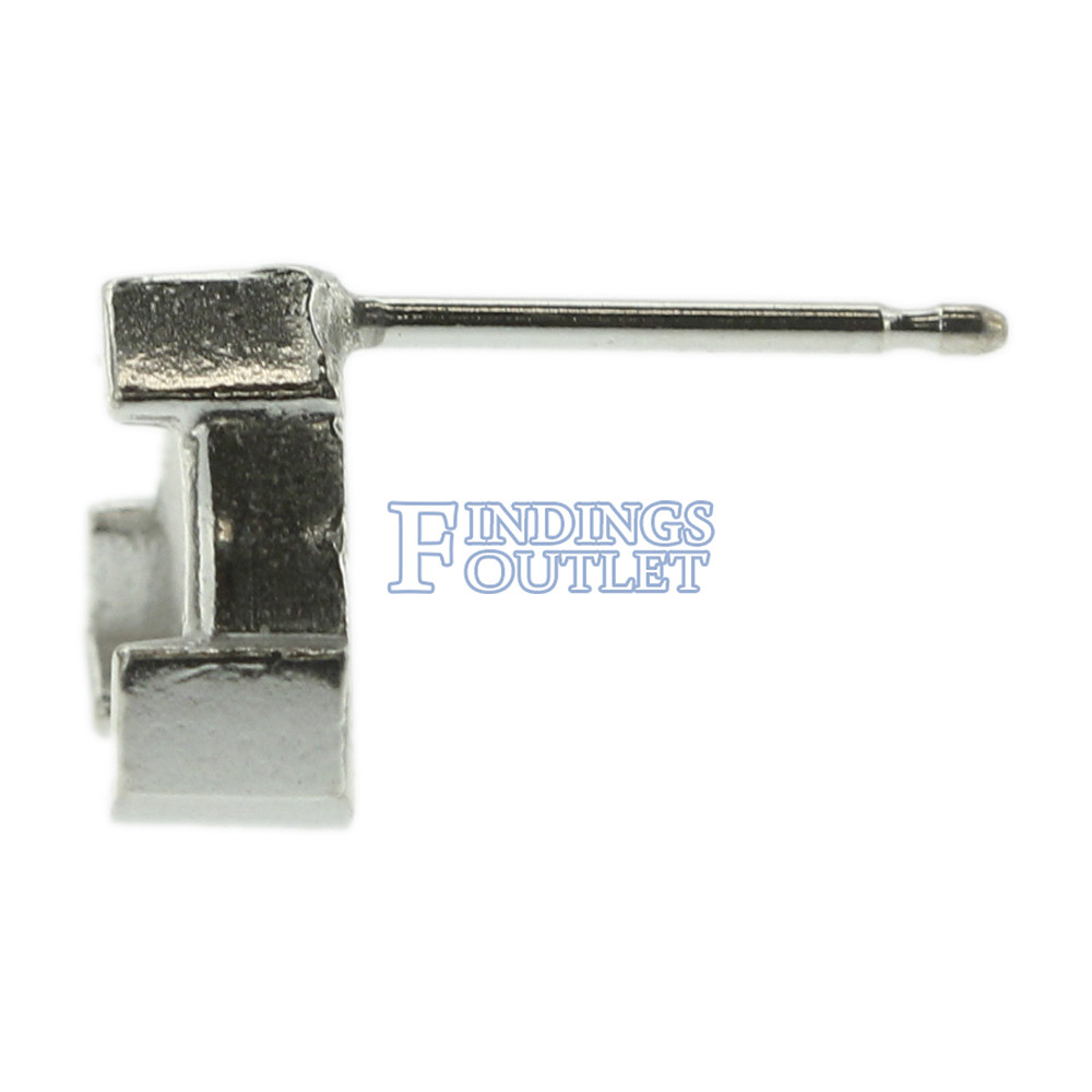 14k White Gold V-End Trillion Stud Earring Mounting Setting Push Back Post USA