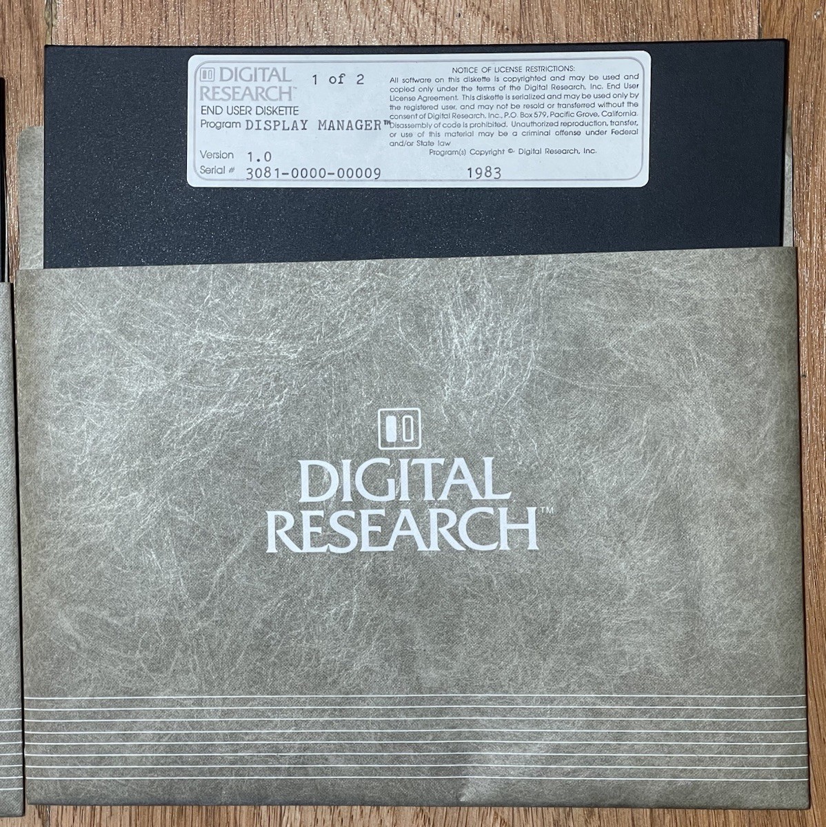 Rare Digital Research 1983 Display Manager 1.0 Disk Set W/ Reference Manual