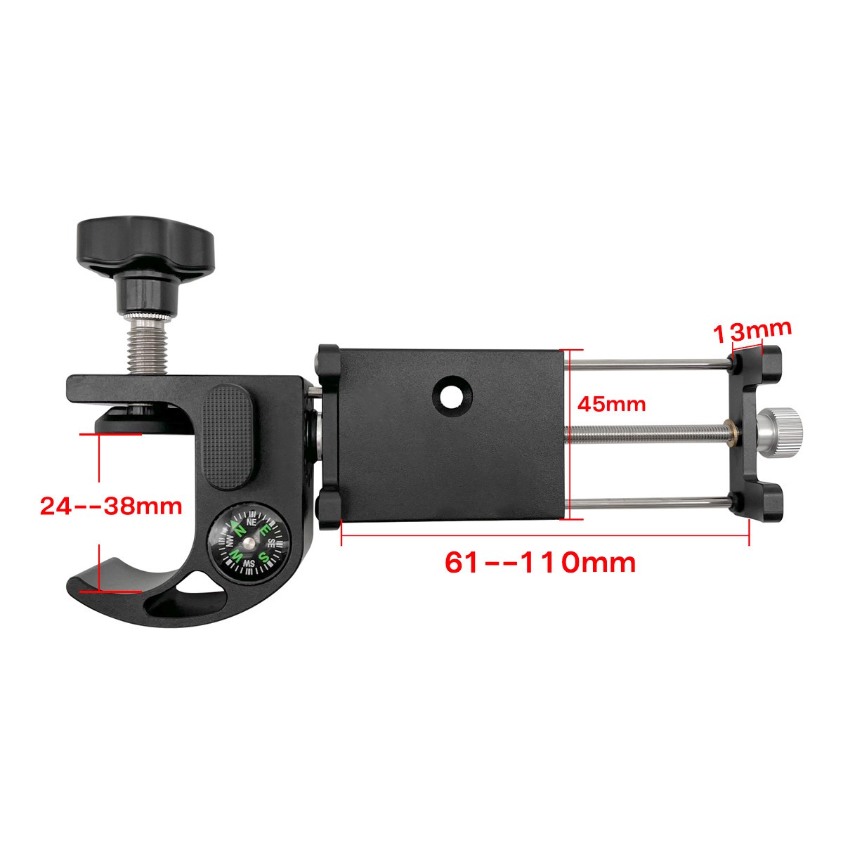 Upgraded Pole Clamp & Compass Holder Bracket Cradle For Phone Data Collector GPS
