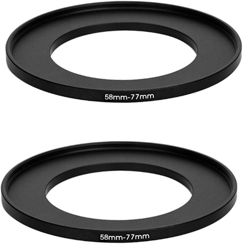 (2 Pcs) 58-77MM Step-Up Ring Adapter, 58Mm to 77Mm Step up Filter Ring, 58 Mm Ma