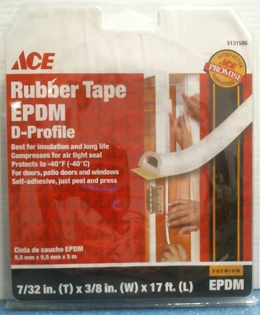 ACE Rubber Tape, EPDM, D-Profile  7/32" X 3/8" X 17' (5131586) FS