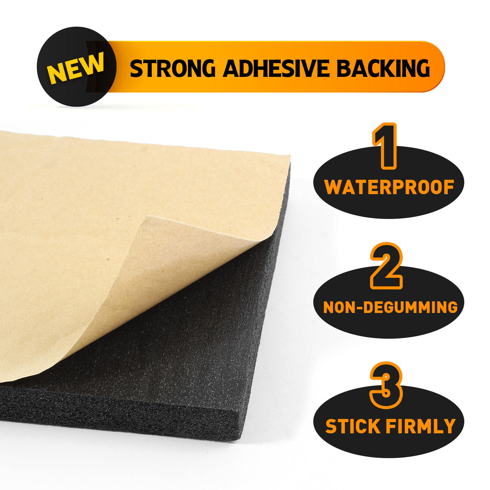 4Sheets Black Adhesive Foam Padding, Closed Cell Foam Sheet 4/5" Thick 12"x12"