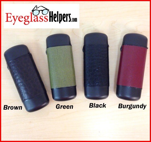 Flip Top Eyeglass Reader Sunglass Case Push Button w Brown Textured Case (BROWN)