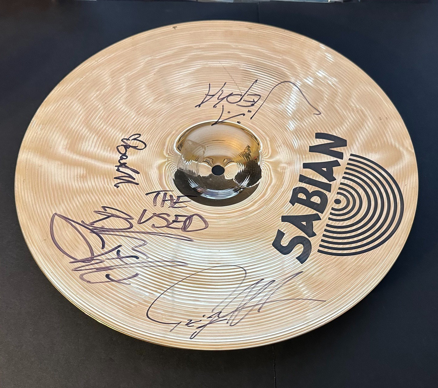THE USED Autographed Sabian Cymbal 15 Inch JSA Signed Bert Jepha Quinn Branden