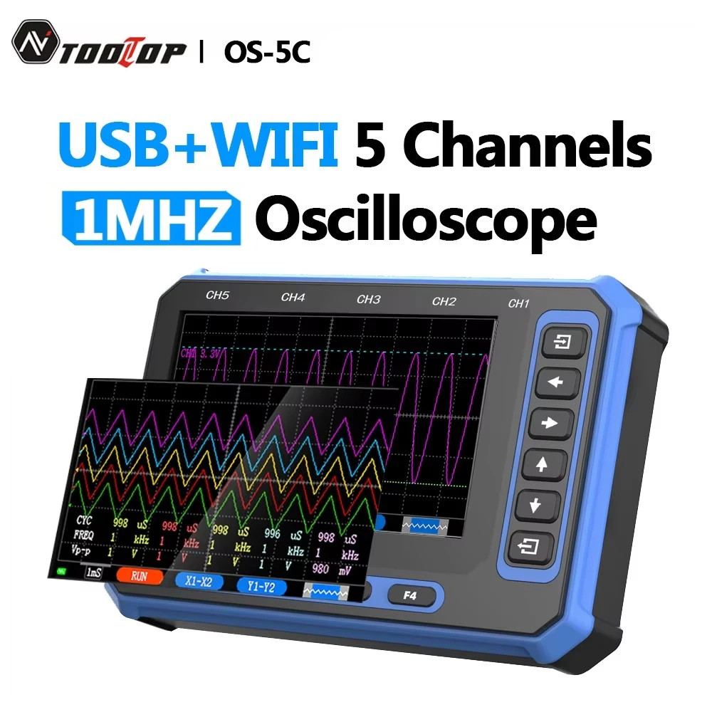 5 Channels Digital Oscilloscope USB + Wifi Portable Oscilloscope 3Msps Sampling