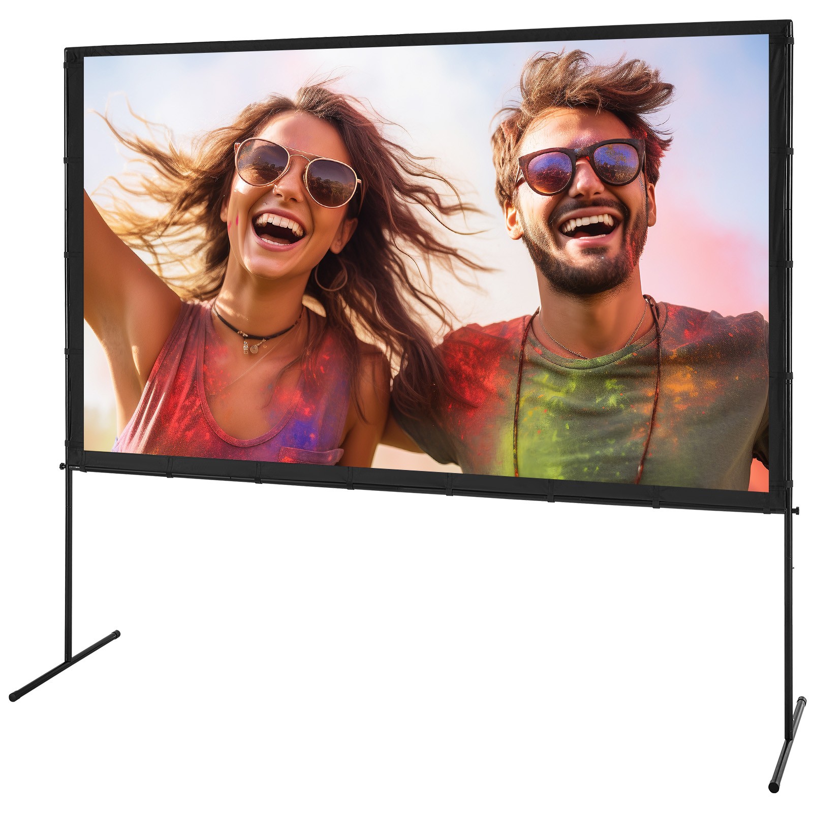 Uimoso Projector Screen with Stand 100 in 16:9 4K 1080 HD Movie Screen Bar Feet
