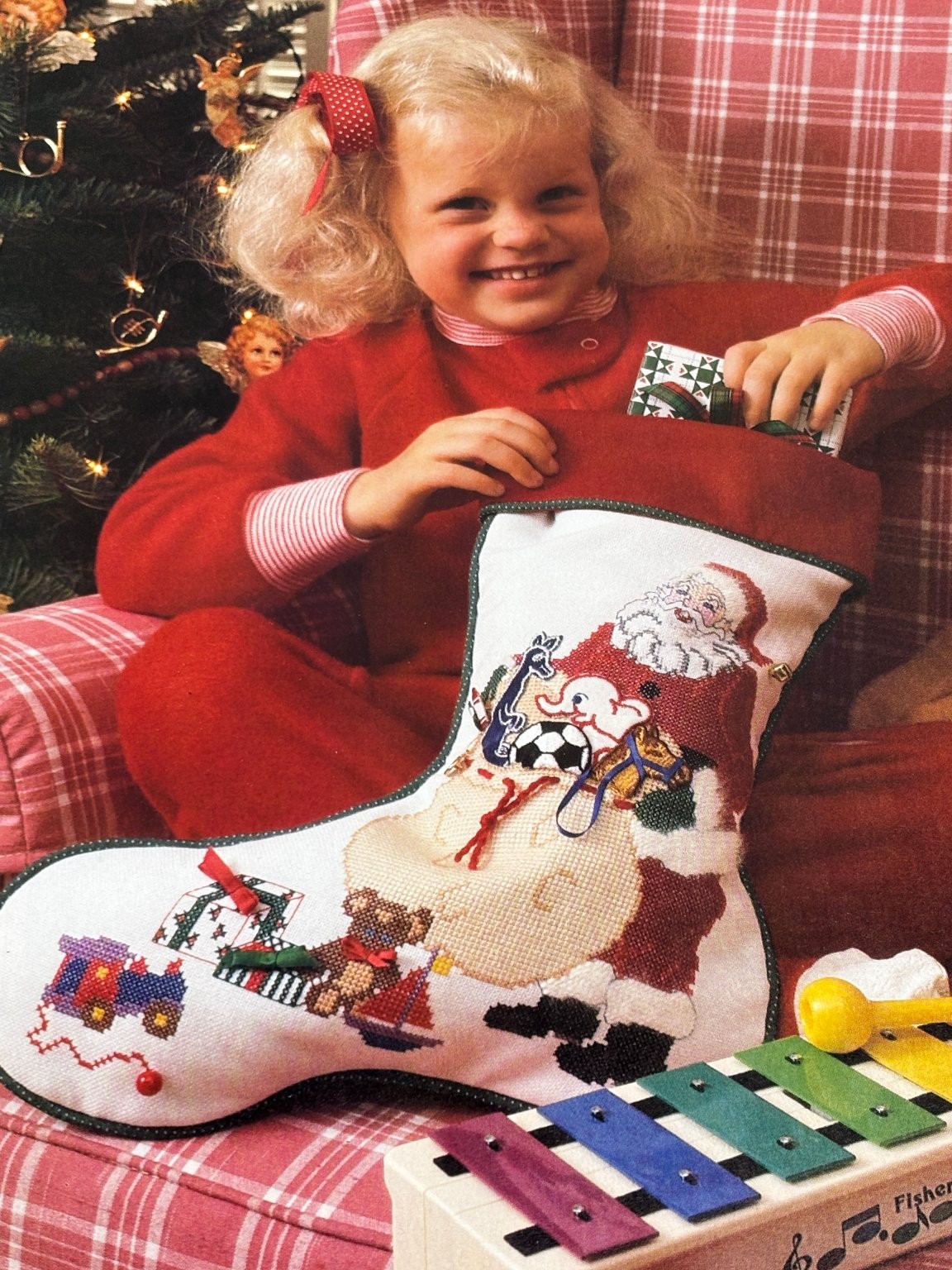 Santa Stocking Needlework Pattern 17.5in Book Pages