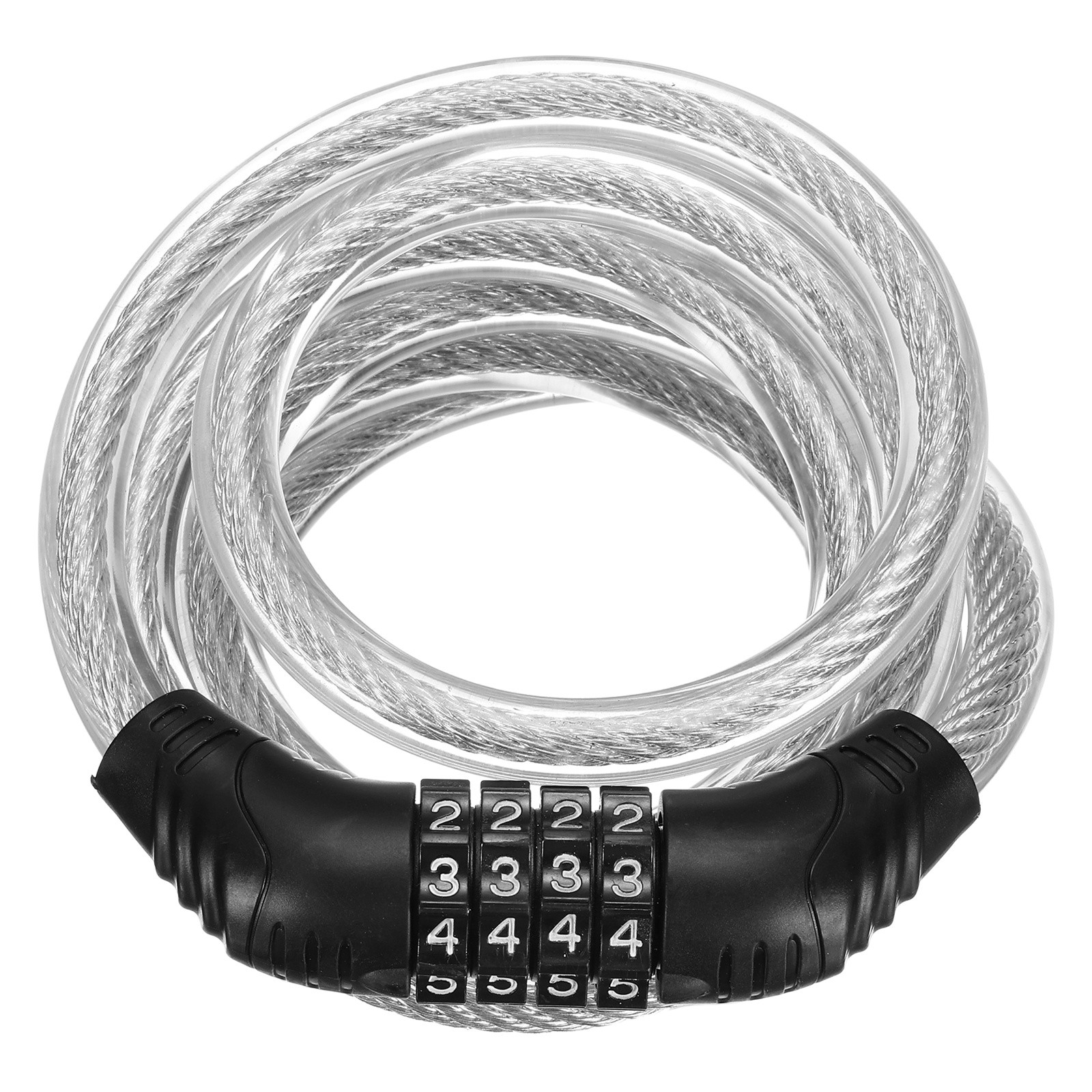 150cm Bike Lock Cable, Security Bike Wire with 4 Digit Code Combination, Clear