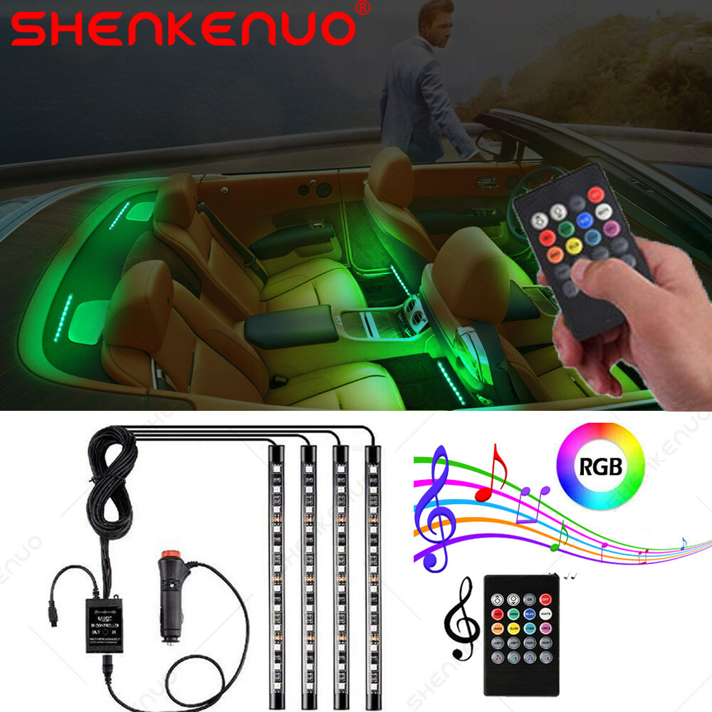 RGB 4PCS 12V 12" 12SMD Flexible LED Strip Light Waterproof For Car Truck Boat